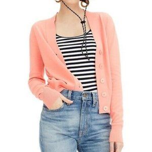 NWT J.Crew Retail Lightweight Cropped V-Neck Cardigan Coral Top Sweater S $69